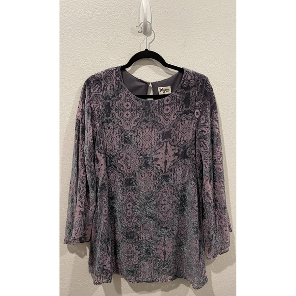 SHOW ME YOUR MUMU Grey Purple Bell Sleeves Velvet Mini Boho Dress - Picture 1 of 5